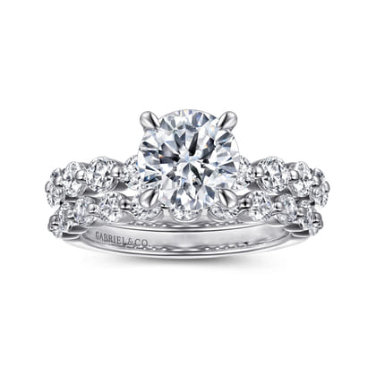 Silvey - 14K White Gold Round Single Prong Diamond Engagement Ring