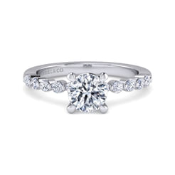Silvey - 14K White Gold Round Single Prong Diamond Engagement Ring