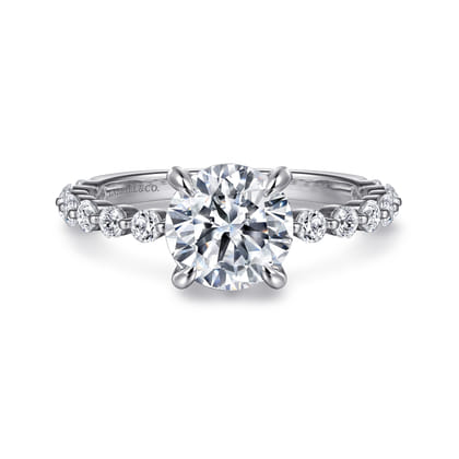 Silvey - 14K White Gold Round Single Prong Diamond Engagement Ring
