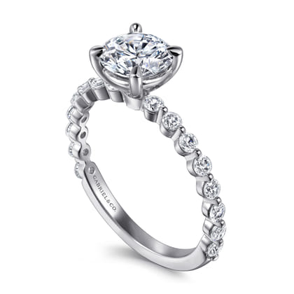 Silvey - 14K White Gold Round Single Prong Diamond Engagement Ring