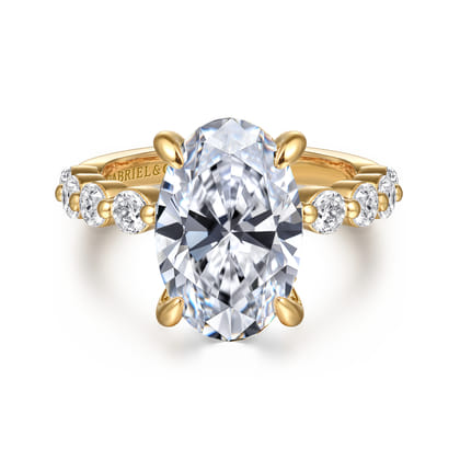 Silvey - 14K Yellow Gold Oval Single Prong Diamond Engagement Ring