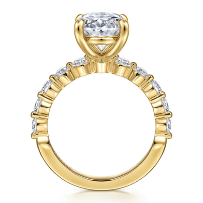 Silvey - 14K Yellow Gold Oval Single Prong Diamond Engagement Ring