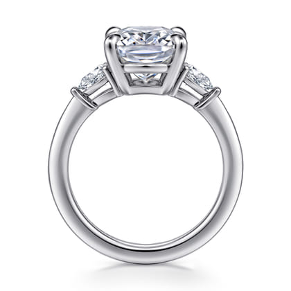 Sima - 14K White Gold Elongated Cushion Three Stone Diamond Engagement Ring