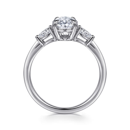 Sima - 14K White Gold Oval Three Stone Diamond Engagement Ring