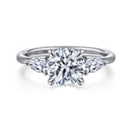 Sima - 14K White Gold Round Three Stone Diamond Engagement Ring