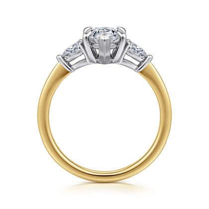 Sima - 14K White-Yellow Gold Marquise Shape Three Stone Diamond Engagement Ring