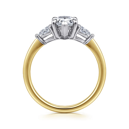 Sima - 14K White-Yellow Gold Pear Shape Three Stone Diamond Engagement Ring