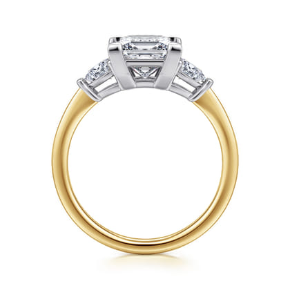 Sima - 14K White-Yellow Gold Princess Cut Three Stone Diamond Engagement Ring