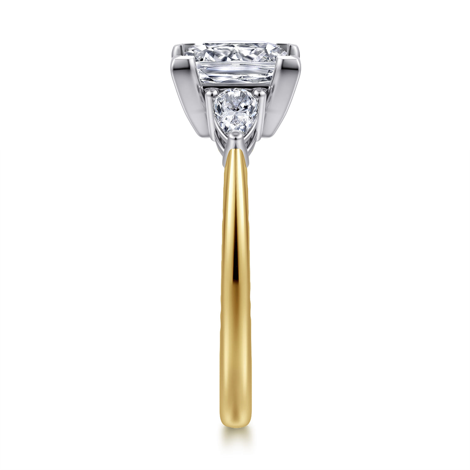 Sima - 14K White-Yellow Gold Princess Cut Three Stone Diamond Engagement Ring