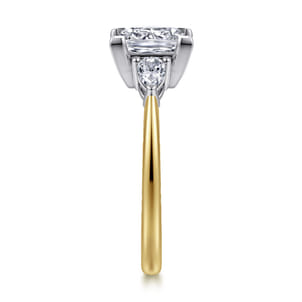 Sima - 14K White-Yellow Gold Princess Cut Three Stone Diamond Engagement Ring