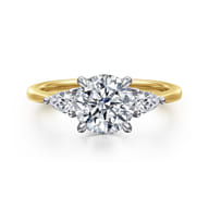 Sima - 14K White-Yellow Gold Round Three Stone Diamond Engagement Ring