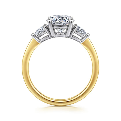 Sima - 14K White-Yellow Gold Round Three Stone Diamond Engagement Ring