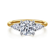 Sima - 14K White-Yellow Gold Round Three Stone Diamond Engagement Ring