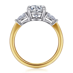 Sima - 14K White-Yellow Gold Round Three Stone Diamond Engagement Ring