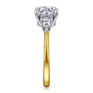 Sima - 14K White-Yellow Gold Round Three Stone Diamond Engagement Ring
