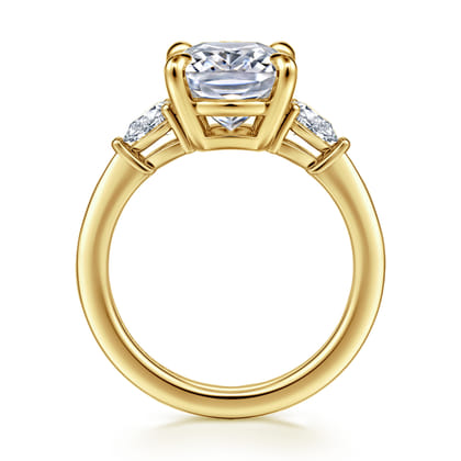 Sima - 14K Yellow Gold Elongated Cushion Three Stone Diamond Engagement Ring