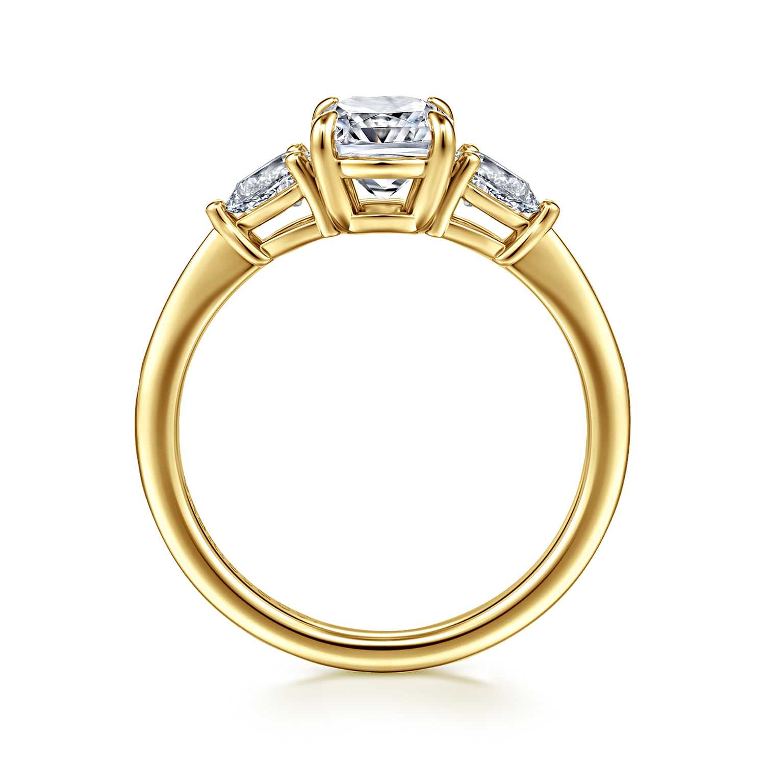 Sima - 14K Yellow Gold Elongated Cushion Three Stone Diamond Engagement Ring