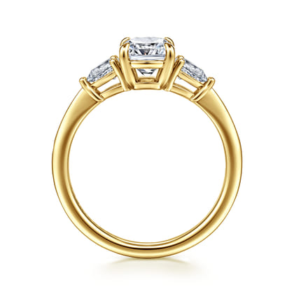 Sima - 14K Yellow Gold Elongated Cushion Three Stone Diamond Engagement Ring