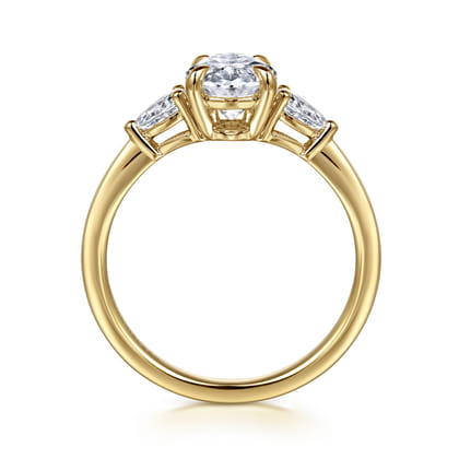 Sima - 14K Yellow Gold Oval Three Stone Diamond Engagement Ring