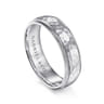 Simon - 14K White Gold 6mm - Men's Wedding Band in Hammered Finish