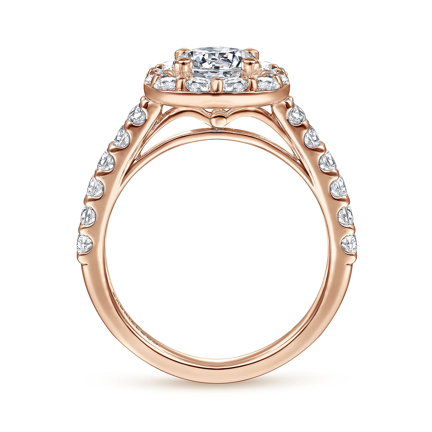 Skylar - 14K Rose Gold Cushion Halo Round Diamond Engagement Ring - 0.91 ct - Shot 2