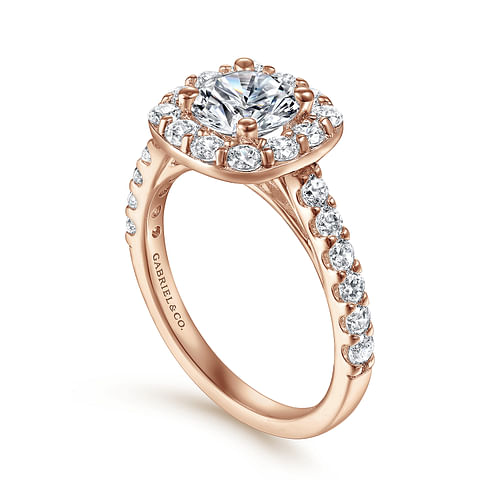 Skylar - 14K Rose Gold Cushion Halo Round Diamond Engagement Ring - 0.91 ct - Shot 3