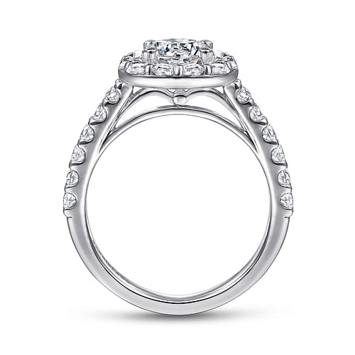 Skylar - 14K White Gold Cushion Halo Round Diamond Engagement Ring - 0.91 ct - Shot 2