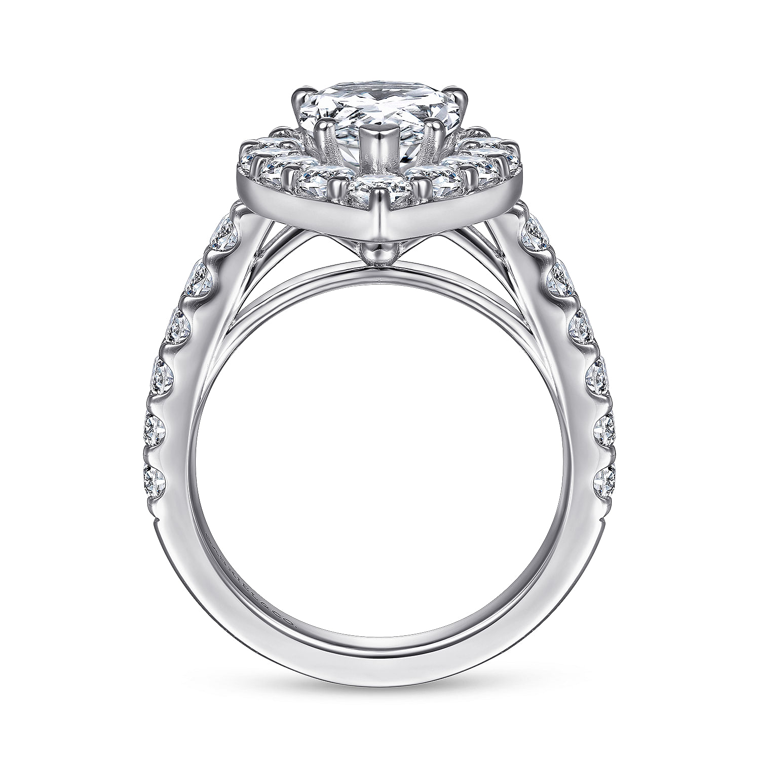 Skylar - 14K White Gold Pear Shape Halo Diamond Engagement Ring - 1.42 ct - Shot 2