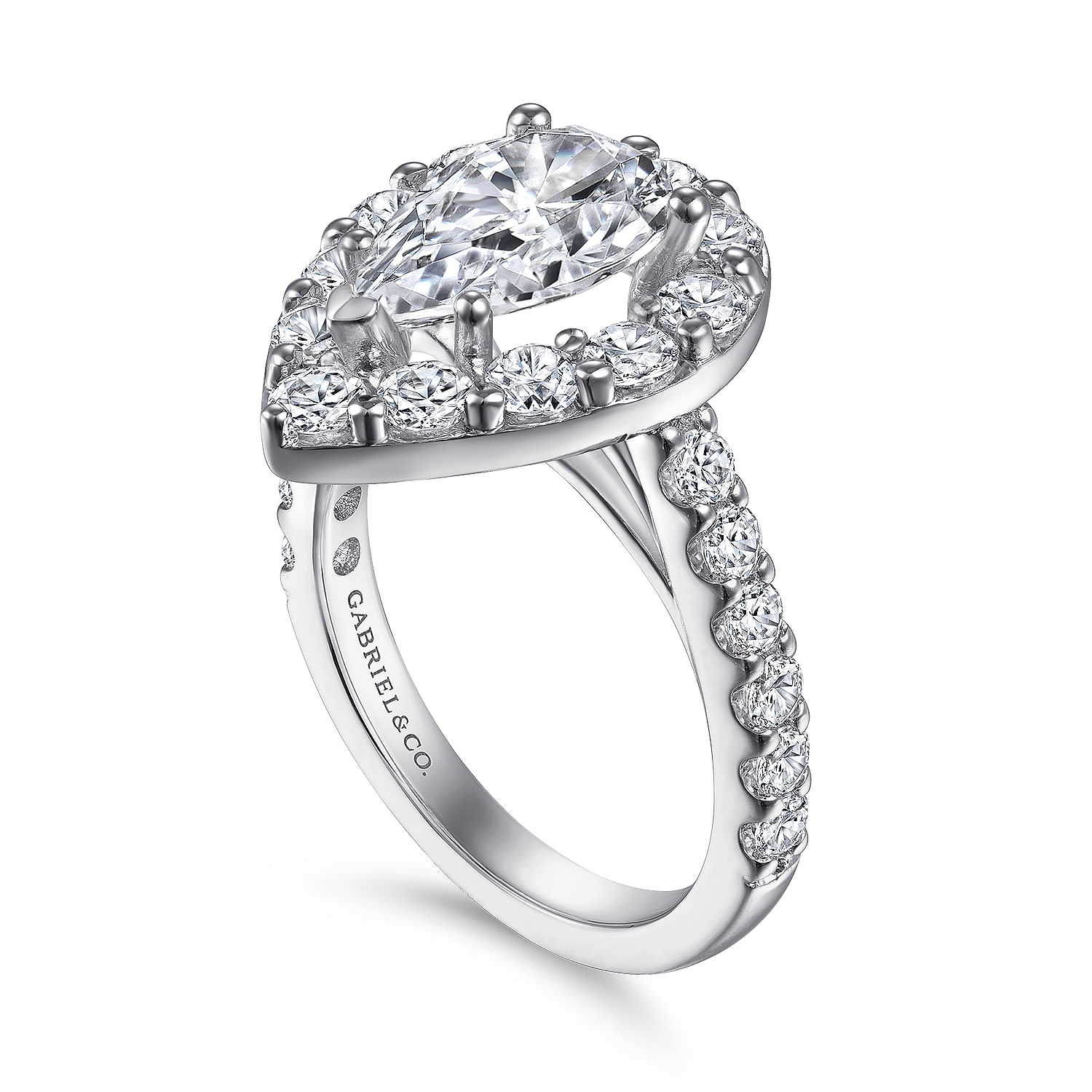 Skylar - 14K White Gold Pear Shape Halo Diamond Engagement Ring - 1.42 ct - Shot 3