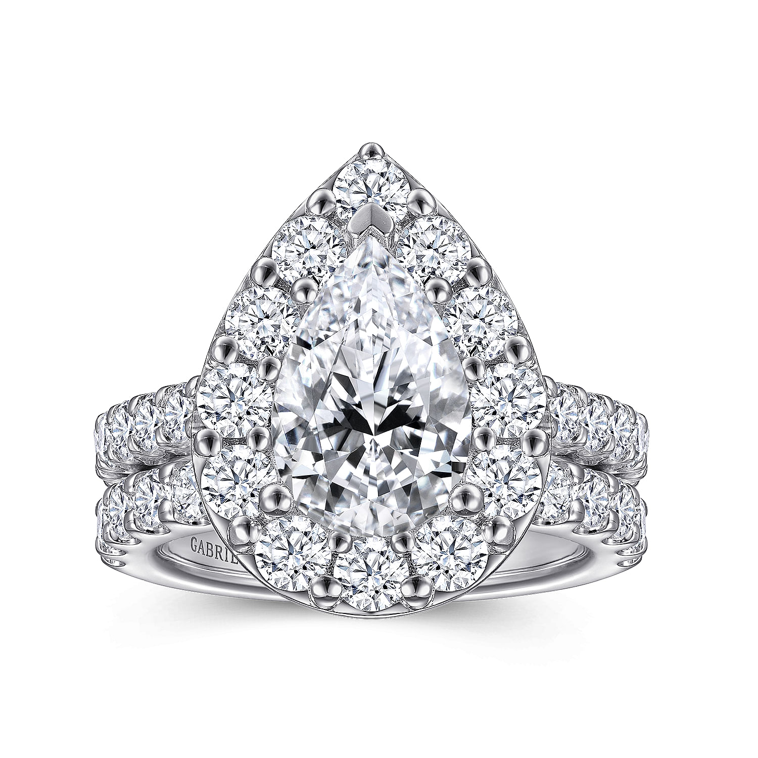 Skylar - 14K White Gold Pear Shape Halo Diamond Engagement Ring - 1.42 ct - Shot 4