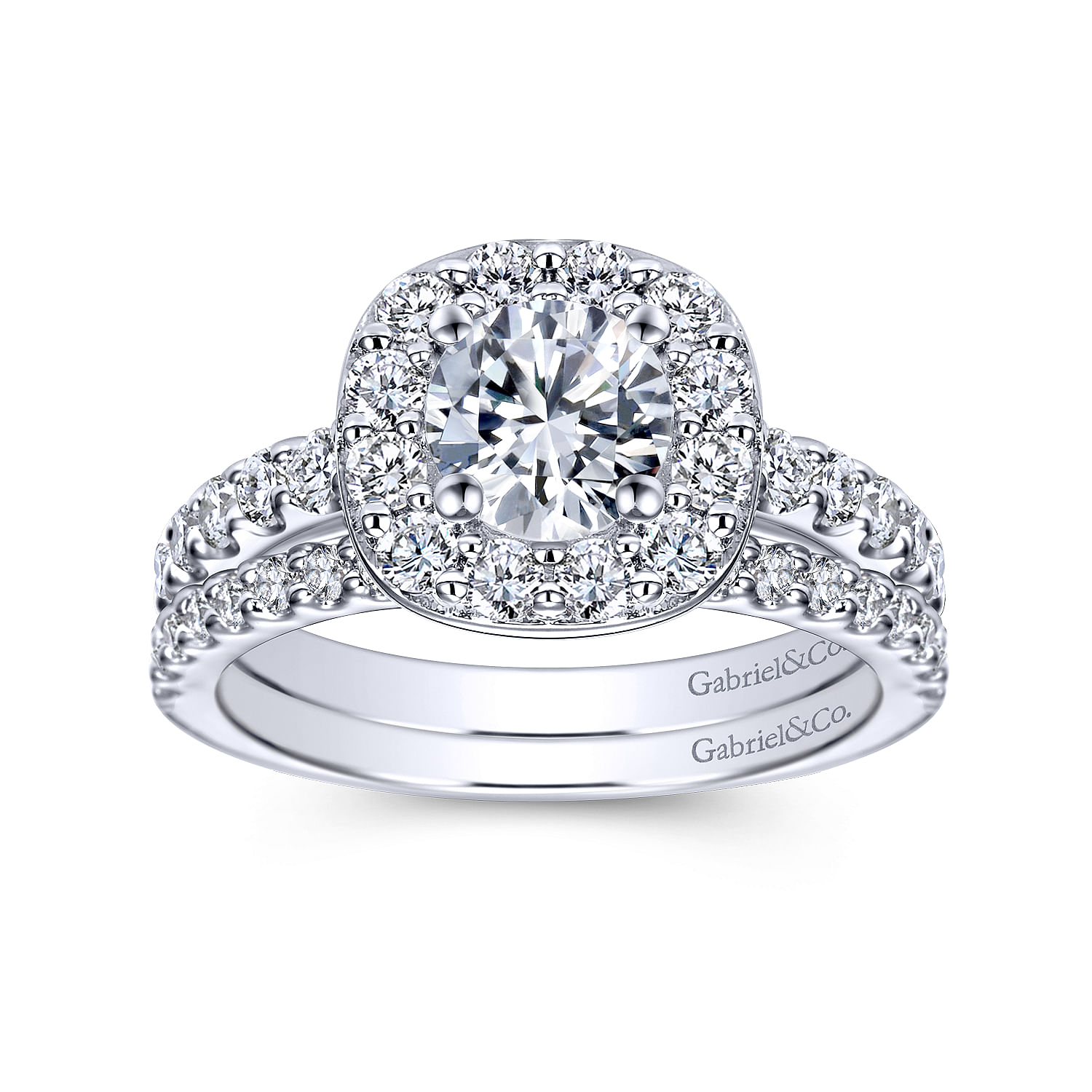 Skylar - 14K White Gold Round Halo Diamond Engagement Ring - 0.79 ct - Shot 4