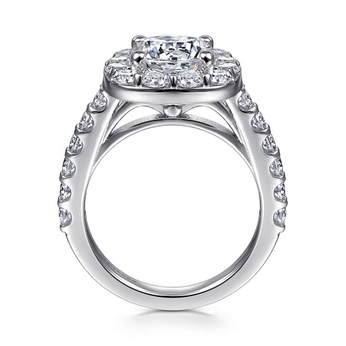 Skylar - 14K White Gold Round Halo Diamond Engagement Ring - 1.33 ct - Shot 2