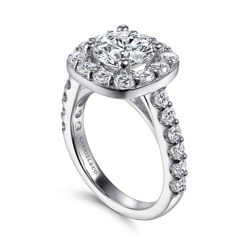 Skylar - 14K White Gold Round Halo Diamond Engagement Ring - 1.33 ct - Shot 3
