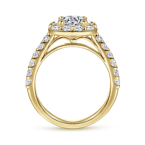 Skylar - 14K Yellow Gold Cushion Halo Round Diamond Engagement Ring - 0.91 ct - Shot 2
