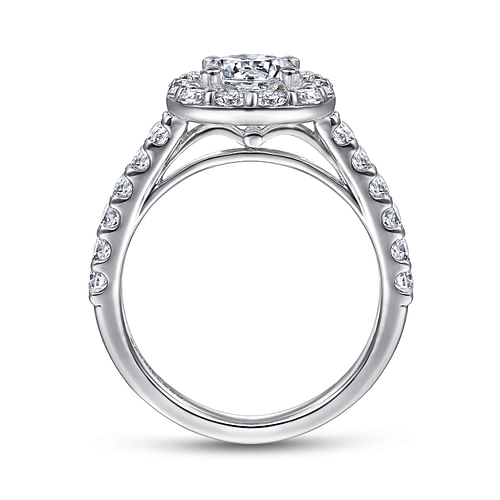 Skylar - Platinum Cushion Halo Round Diamond Engagement Ring - 0.91 ct - Shot 2