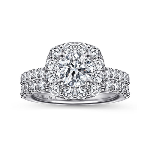 Skylar - Platinum Cushion Halo Round Diamond Engagement Ring - 0.91 ct - Shot 4