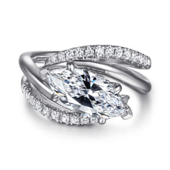 Slate - 14K White Gold Bypass Marquise Shape Diamond Engagement Ring