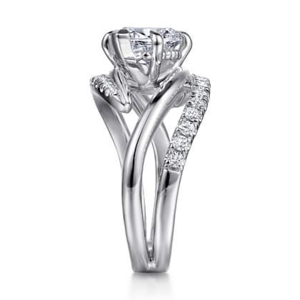 Slate - 14K White Gold Bypass Marquise Shape Diamond Engagement Ring