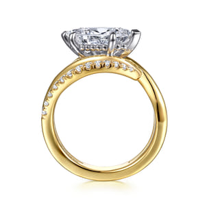 Slate - 14K White-Yellow Gold Bypass Marquise Shape Diamond Engagement Ring