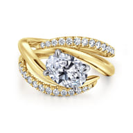 Slate - 14K White-Yellow Gold Bypass Oval Diamond Engagement Ring