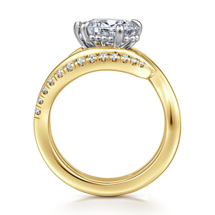 Slate - 14K White-Yellow Gold Bypass Pear Shape Diamond Engagement Ring