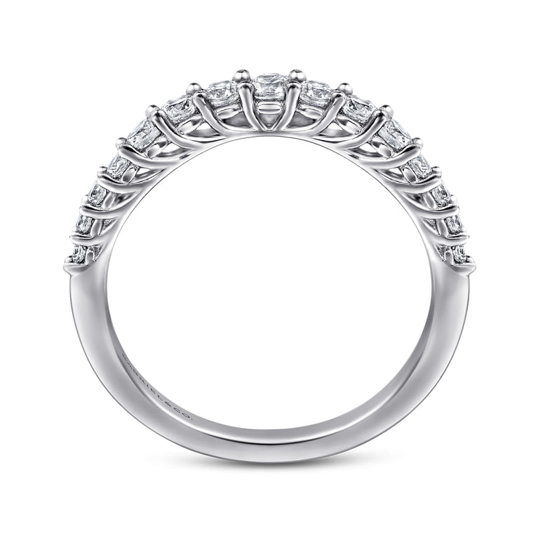 Curved Wedding Ring in 14k White Gold with Round Natural Diamond at Gabriel & Co. - Shot 2