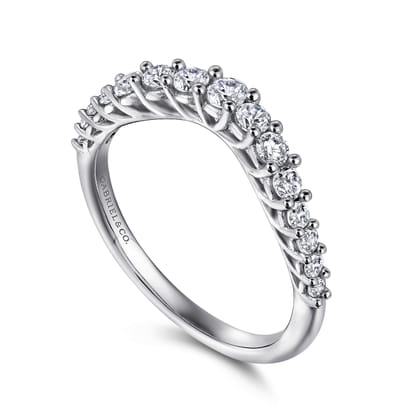 Soire - Curved 14K White Gold Shared Prong Diamond Wedding Band