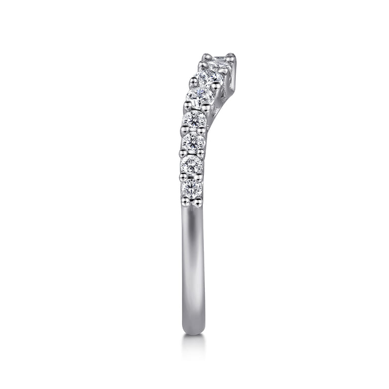 Curved Wedding Ring in 14k White Gold with Round Natural Diamond at Gabriel & Co. - Shot 4