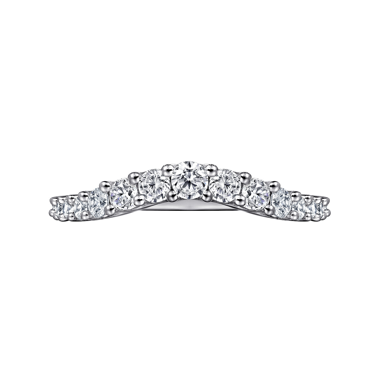 Soire - Curved 14K White Gold Shared Prong Diamond Wedding Band
