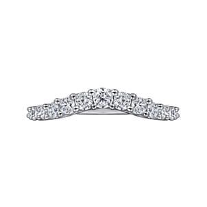 Soire - Curved 14K White Gold Shared Prong Diamond Wedding Band