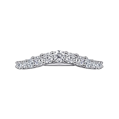 Soire - Curved 14K White Gold Shared Prong Diamond Wedding Band