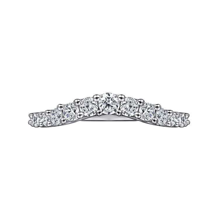 Soire - Curved 14K White Gold Shared Prong Diamond Wedding Band