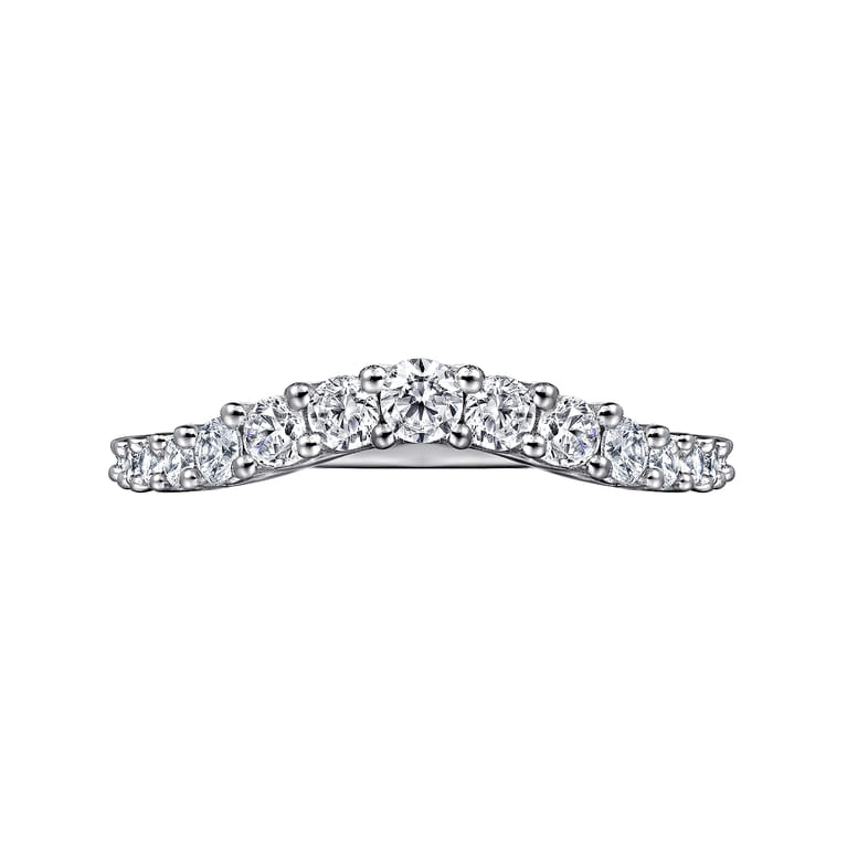 Curved Wedding Ring in 14k White Gold with Round Natural Diamond at Gabriel & Co. - Shot 6