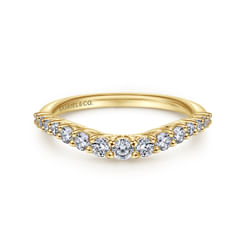 Curved-14K Yellow Gold Diamond Anniversary Band